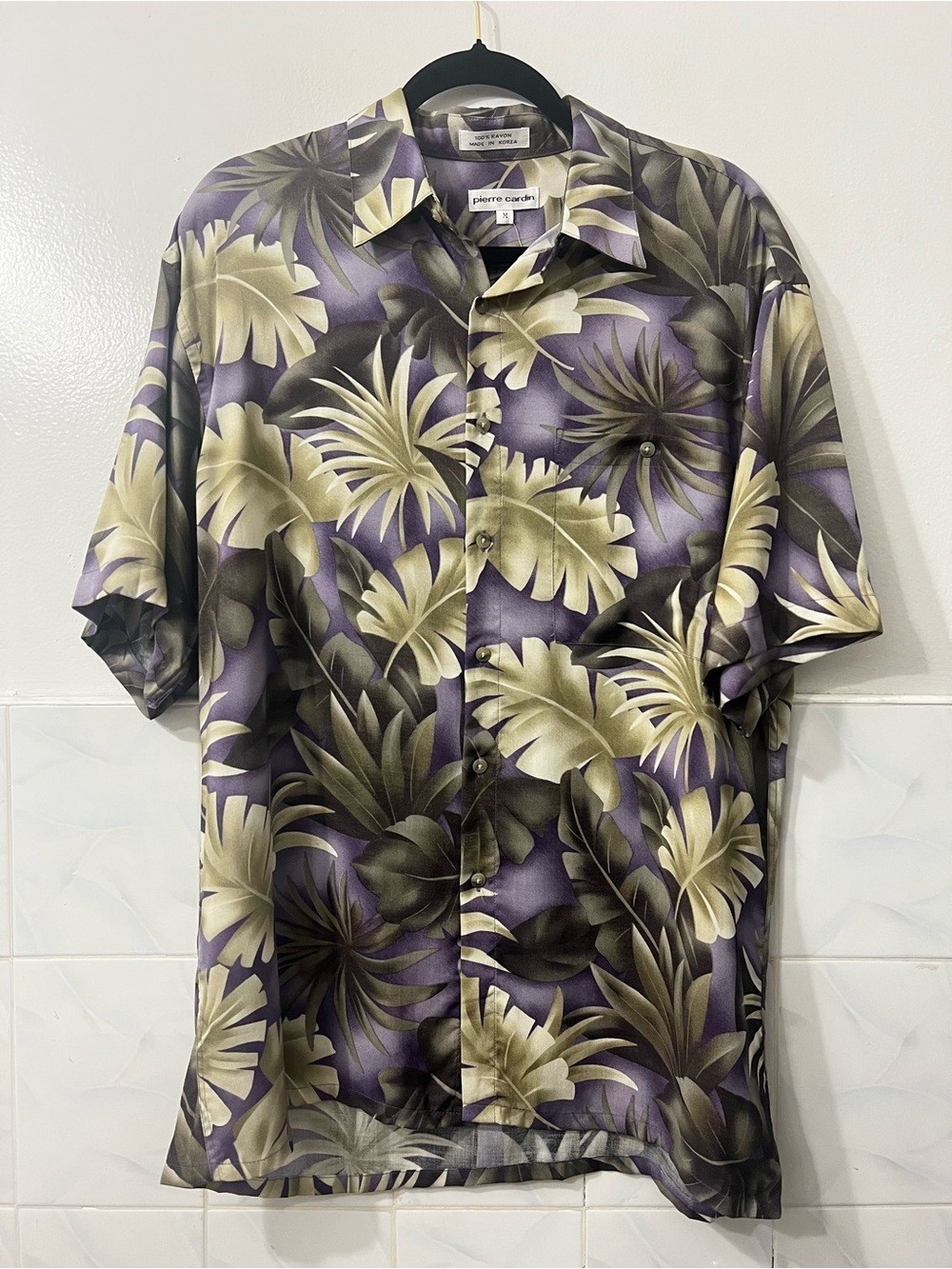 Pierre Cardin Vtg Men M Hawaiian Short Sleeve Button Up Shirt Americana 80s 90s